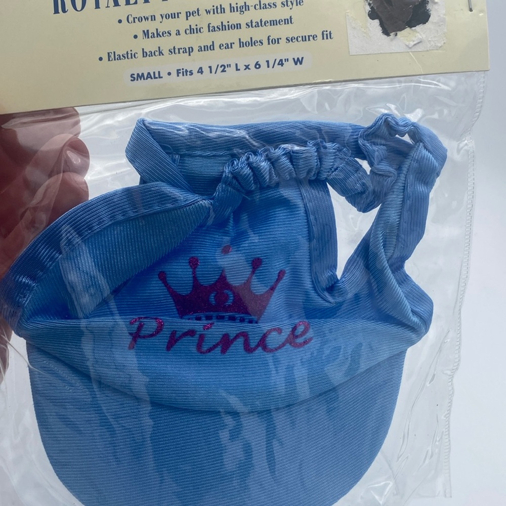 East Side Collection pet dog Prince blue royalty Fashion cap hat sz Small